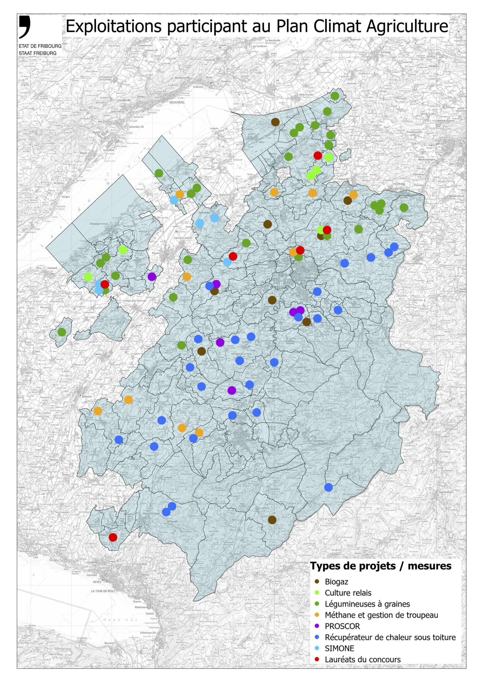 Exploitations participant au Plan Climat Agriculture
